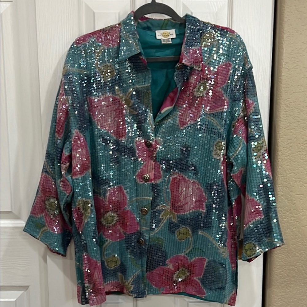 Sandy Starkman Sequin Floral Jacket size large